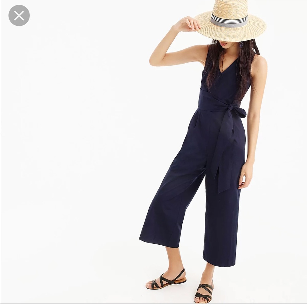 J. Crew Wrap-tie jumpsuit in stretch poplin